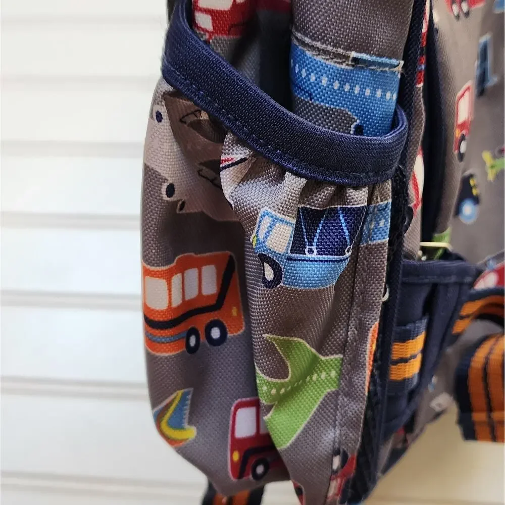 Pottery Barn Kids Mackenzie Gray & Navy Transportation Vehicle Backpack Small